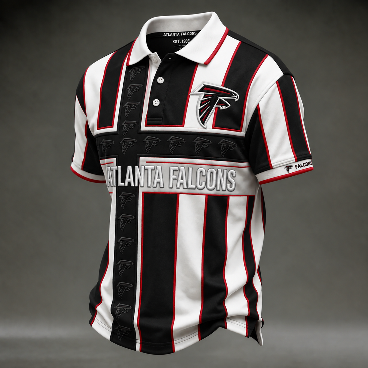 ATL X NFL Legacy Stripe Embroidered Polo Shirt