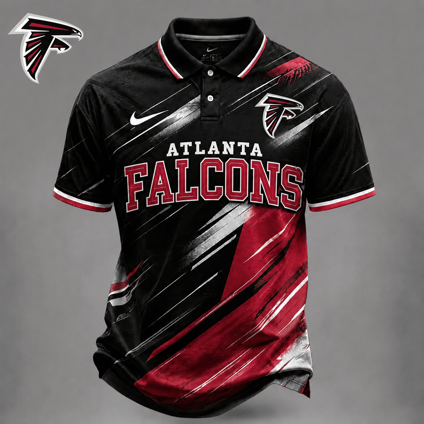 ATL x NFL Premium Bold Stripe Polo Shirt