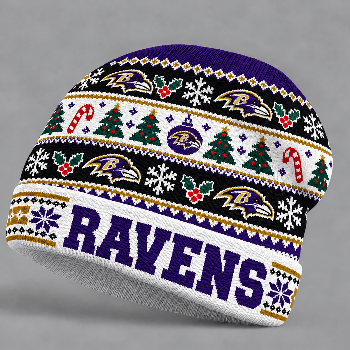 BAL x NFL Christmas Game Day Beanie Hat