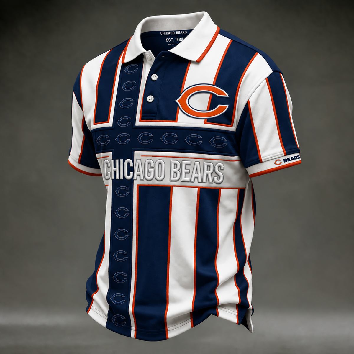 CHI X NFL Legacy Stripe Embroidered Polo Shirt