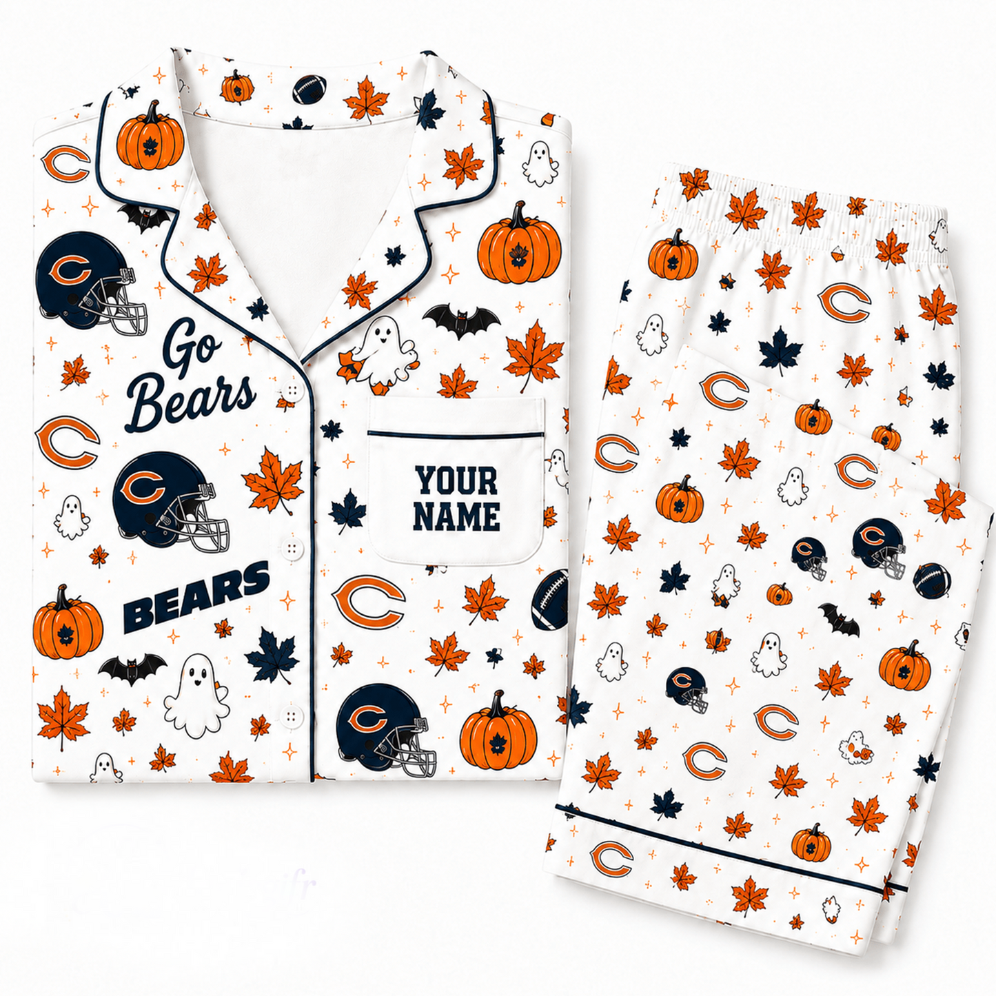CHI x NFL Halloween Personalized Set Long Pajamas