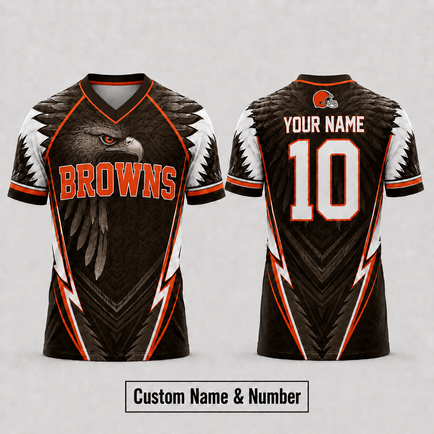 CLE x NFL Premium Custom Name And Number Jersey For Fierce Football Fans