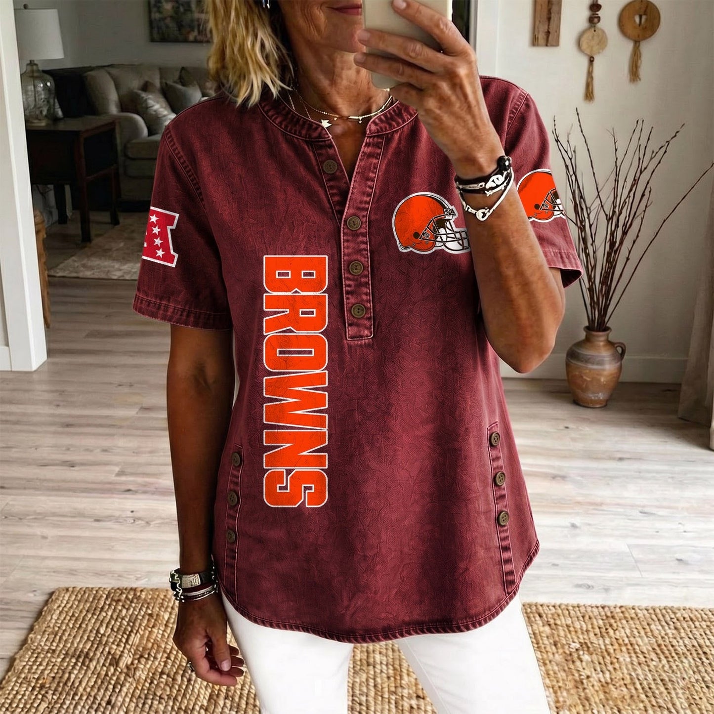 CLE x NFL Women’???s Denim Casual Tops DATND LBN 190526