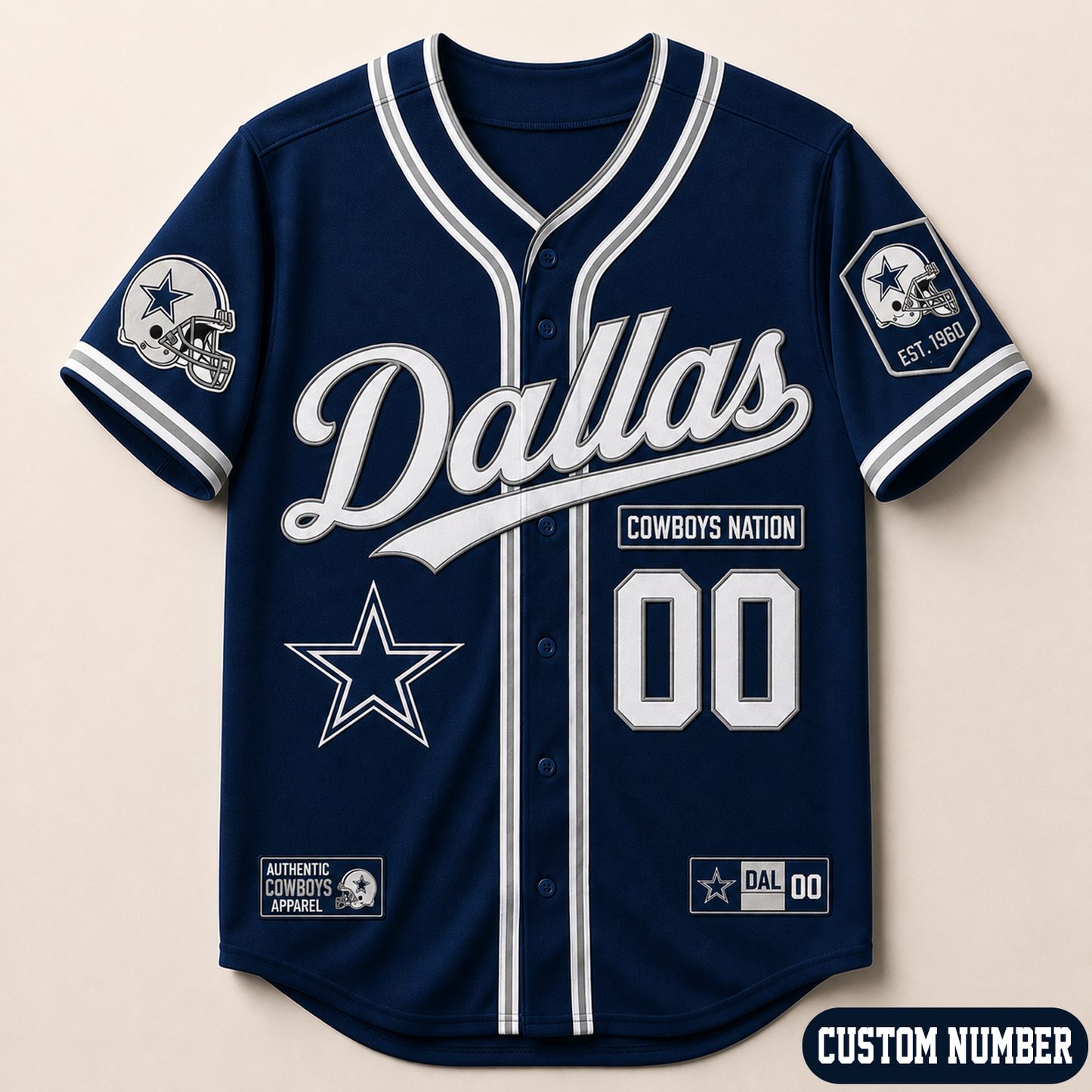 Custom NFL x DAL Baseball Jersey Shirt