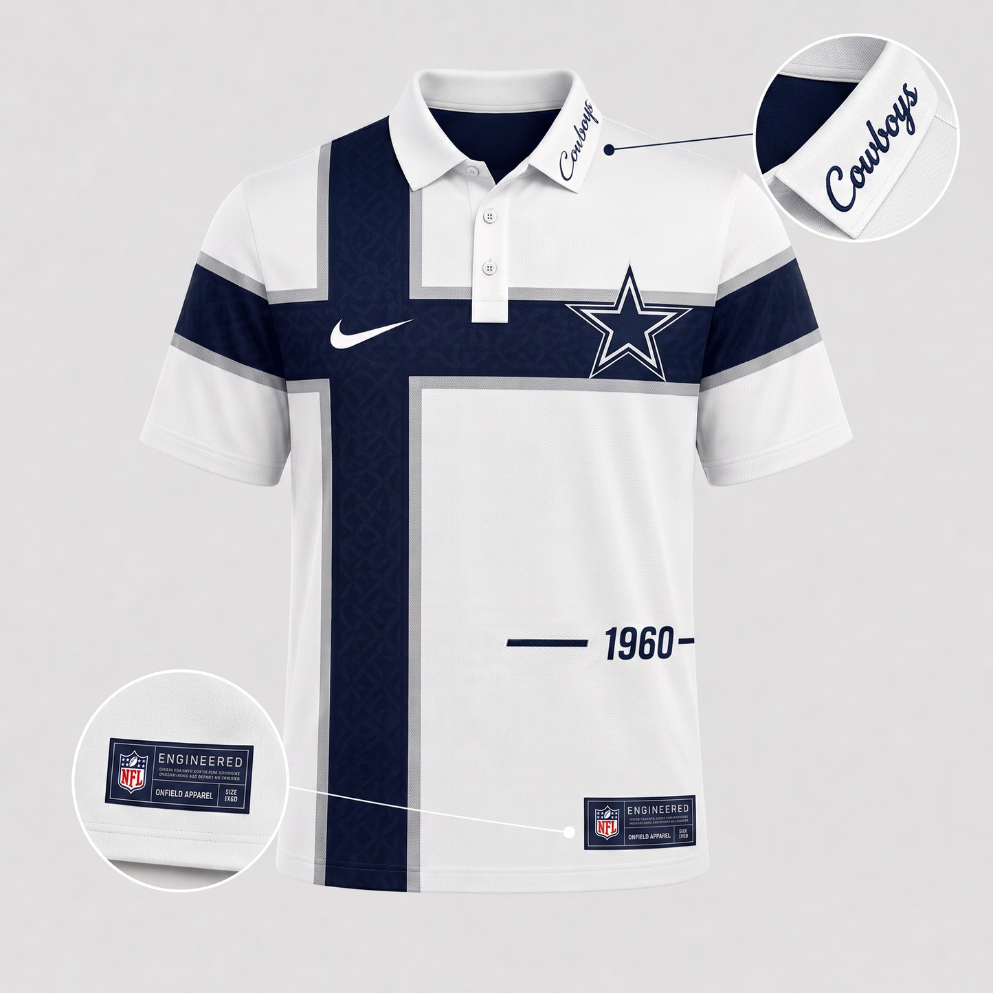 DAL X Premium NFL Men’s Sporty Cross Stripe Polo Shirt