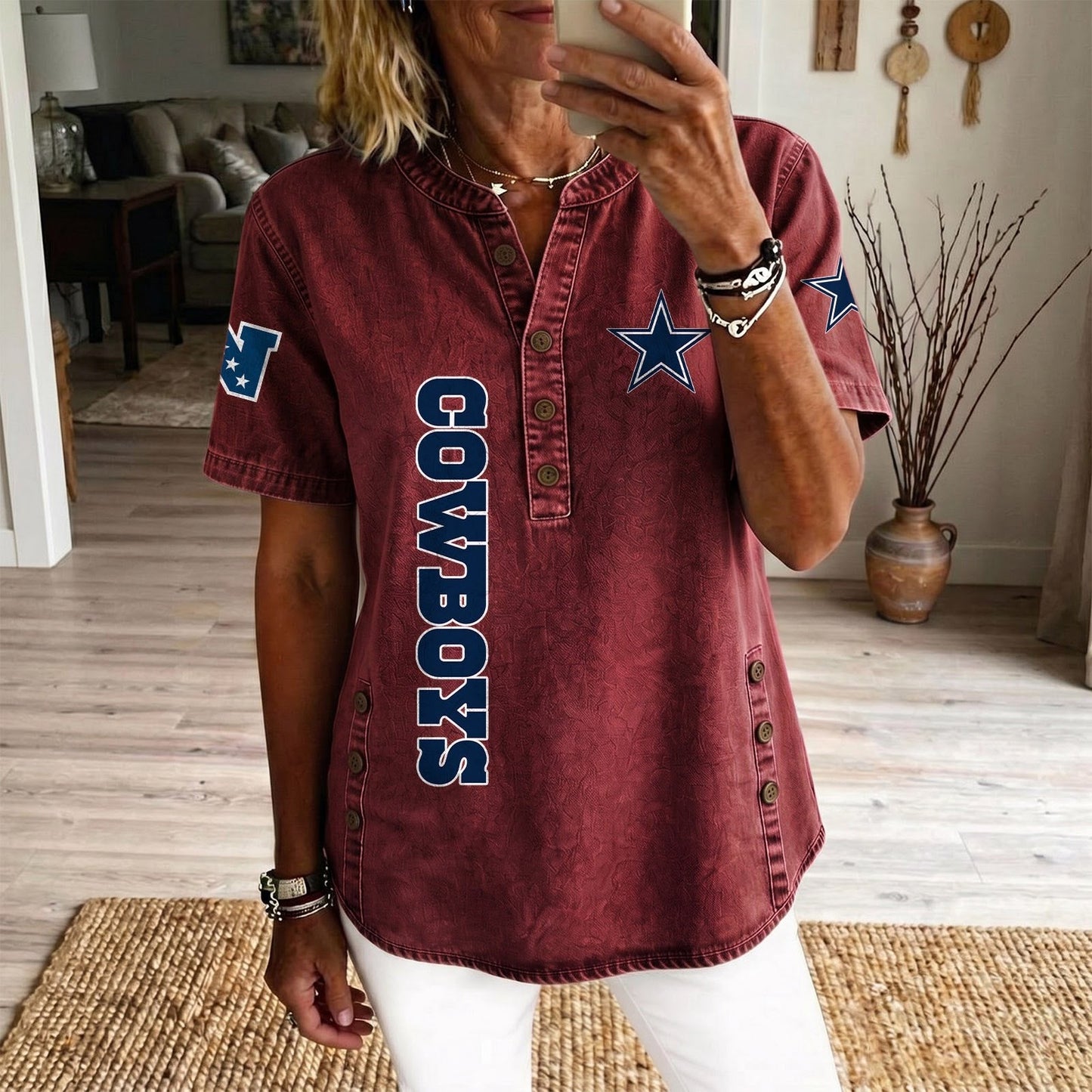 DAL x NFL Women’???s Denim Casual Tops DATND LBN 190526