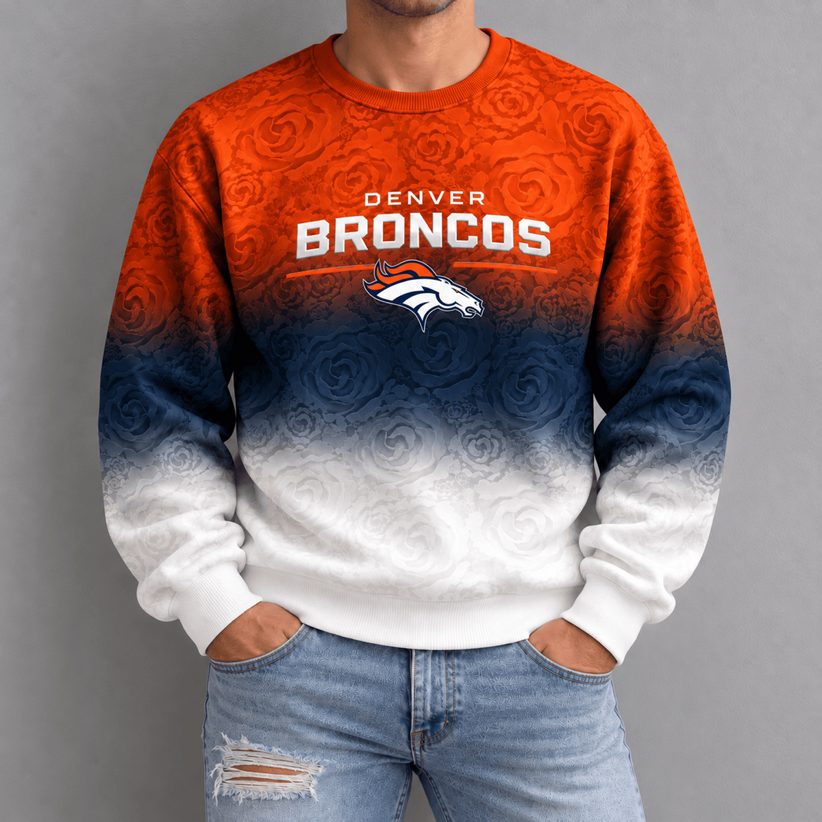DEN x NFL Embossed Rose Ombre Sweatshirt