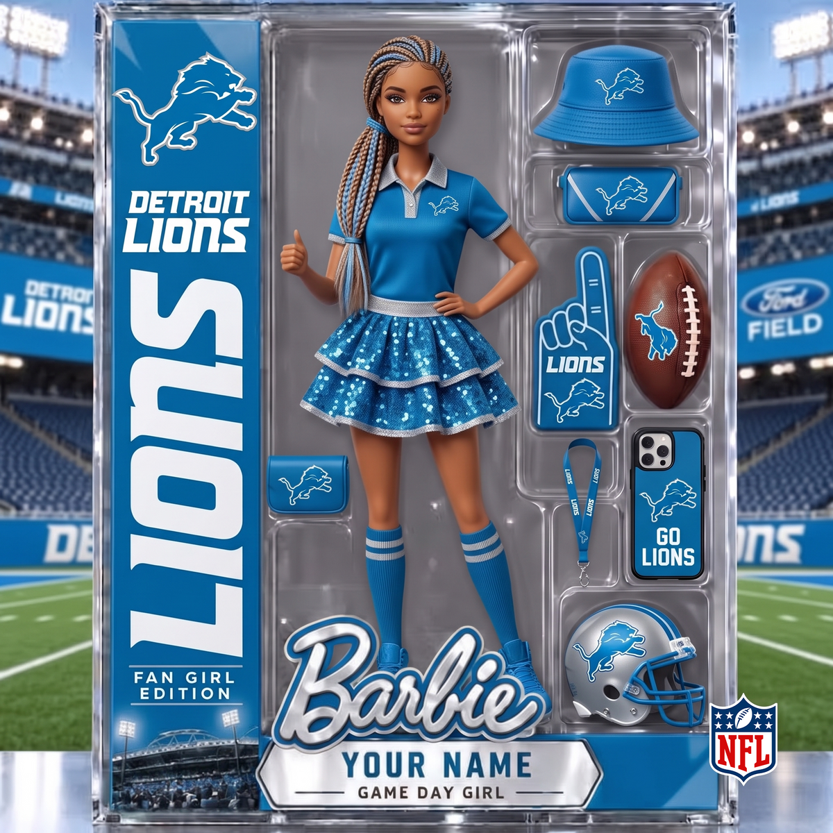 DET x NFL Barbie Limited Acrylic Block Plaque