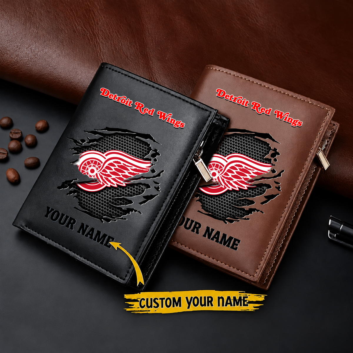 DET x NHL Men Slim Vertical Wallets New