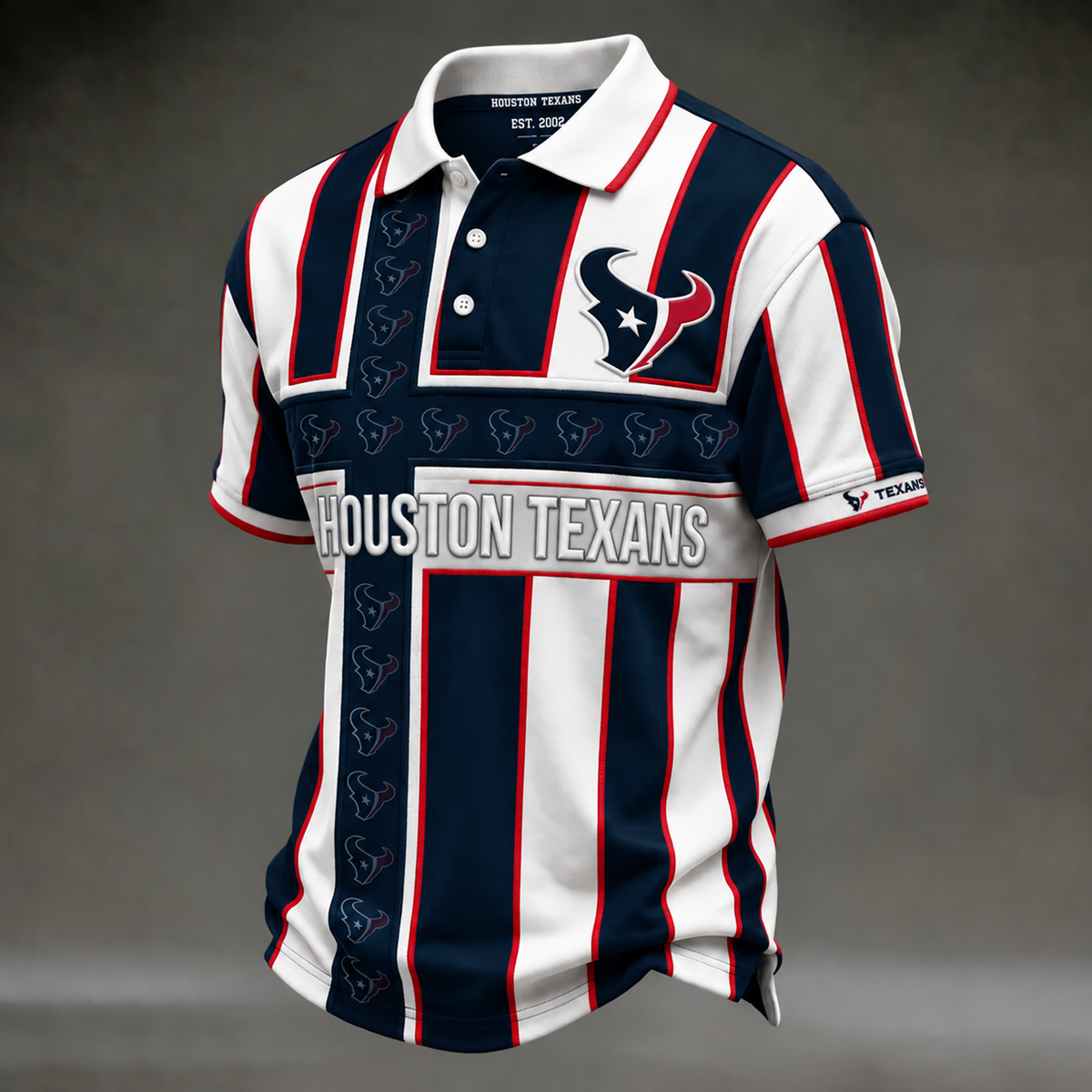 HOU X NFL Legacy Stripe Embroidered Polo Shirt