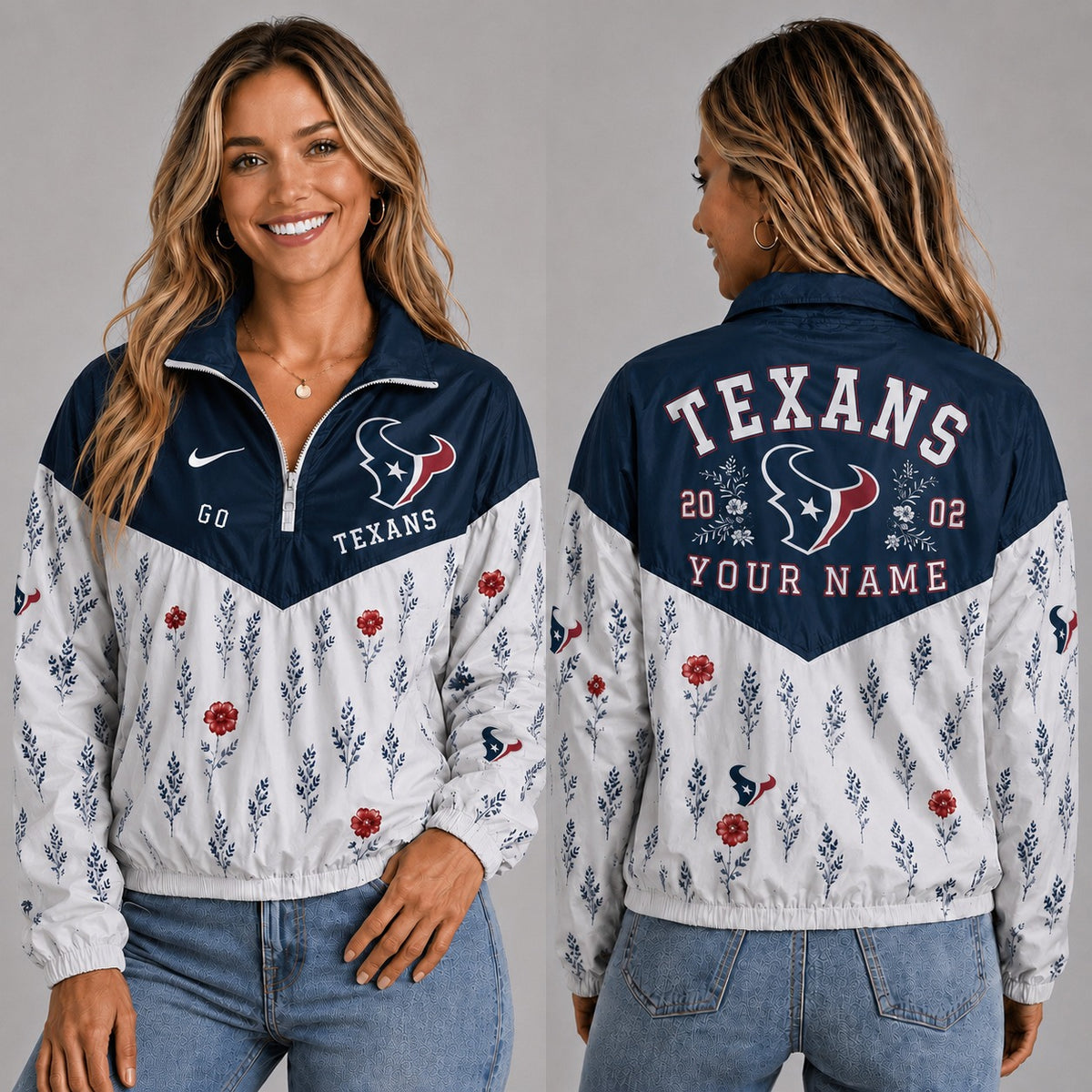 HT x NFL Personalized Women Quarter Zip Jacket