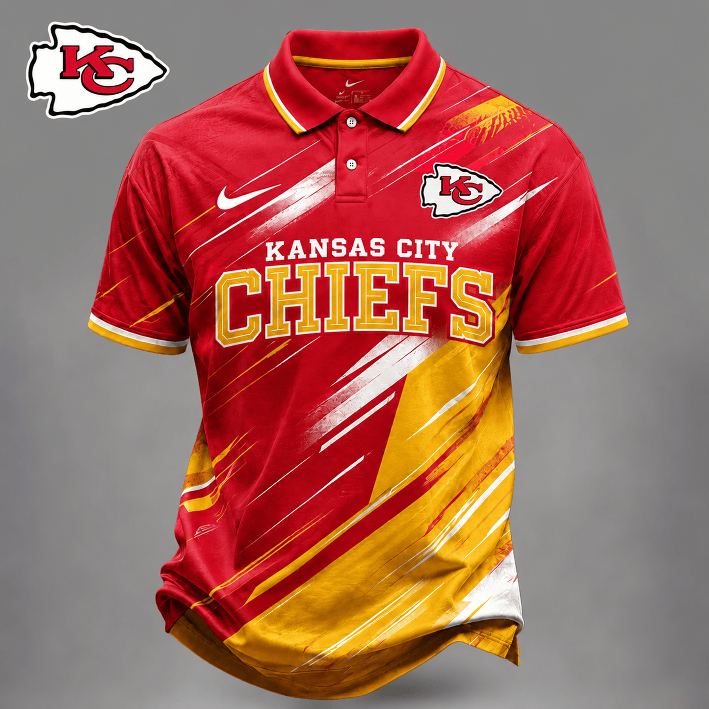 KC x NFL Premium Bold Stripe Polo Shirt