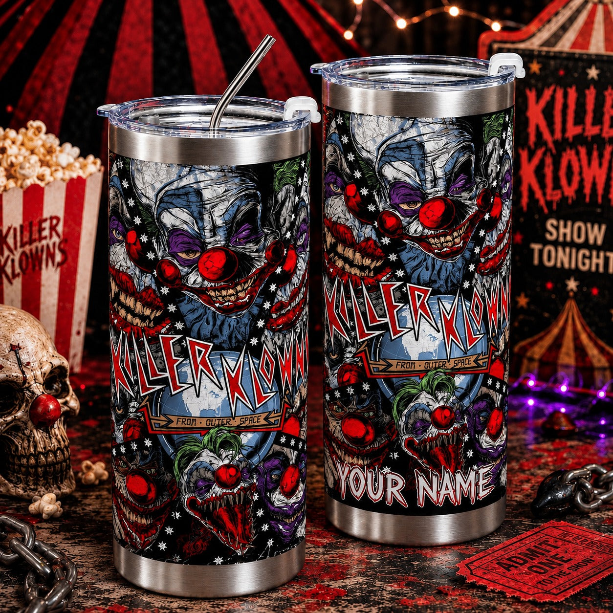 Killer Klowns Halloween Premium Tumbler 20oz Personalized Gift For Fan Men Women - Limited Edition