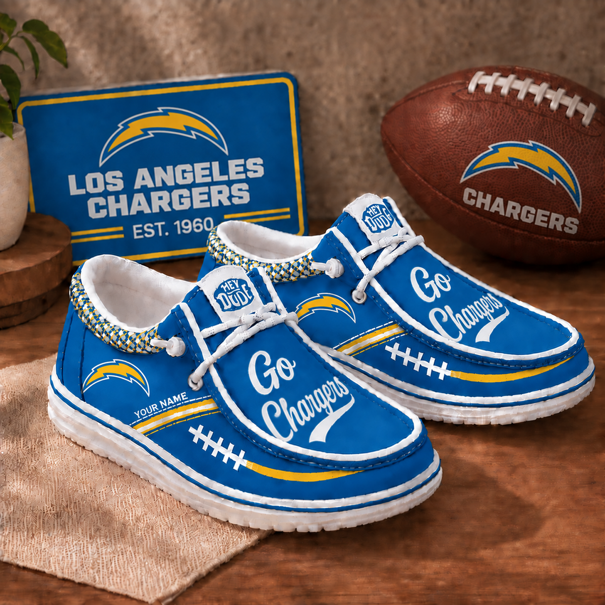 LAC x NFL Personalized New Style Hey Dude Shoes