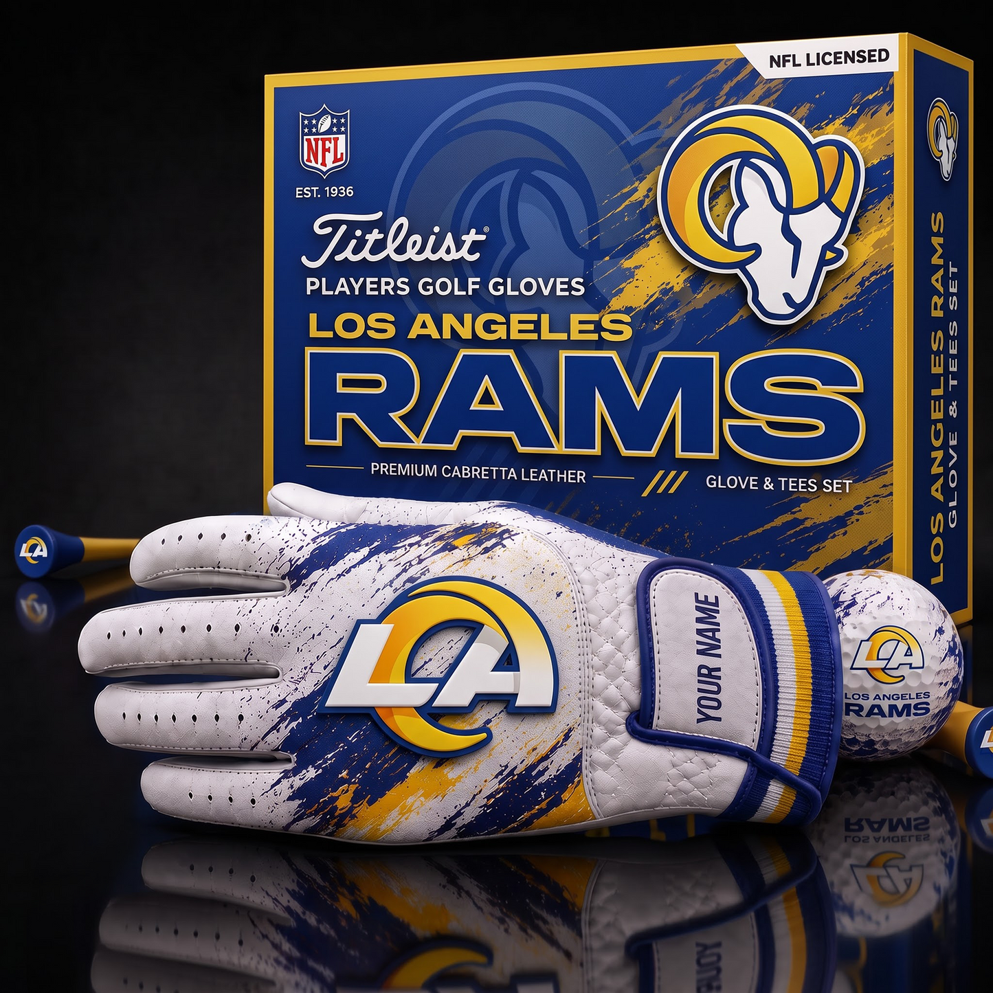 LAR NFL LUXURY PERSONALIZED GOLF GLOVE SET LIMITED EDTION