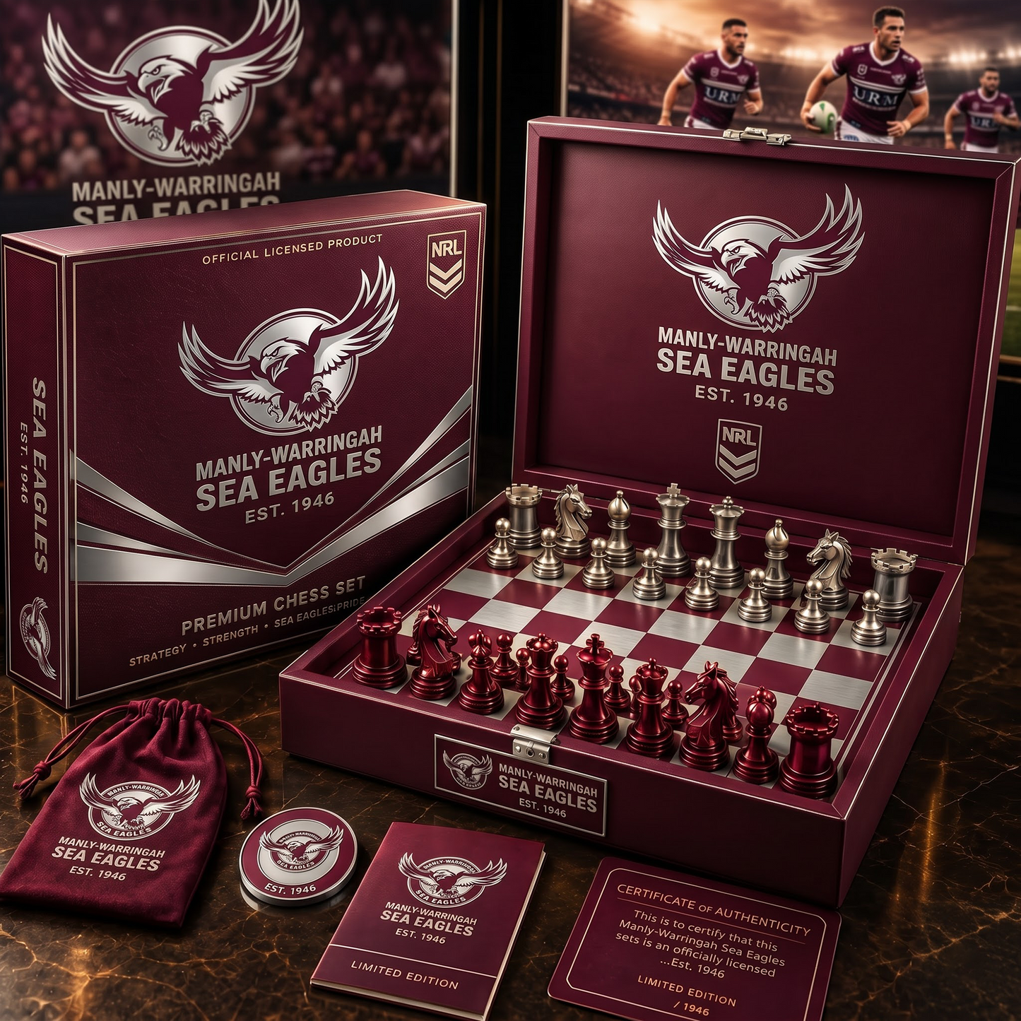 MAN X PREMIUM NRL CHAMPIONS CHESS SET – LIMITED COLLECTOR EDITION