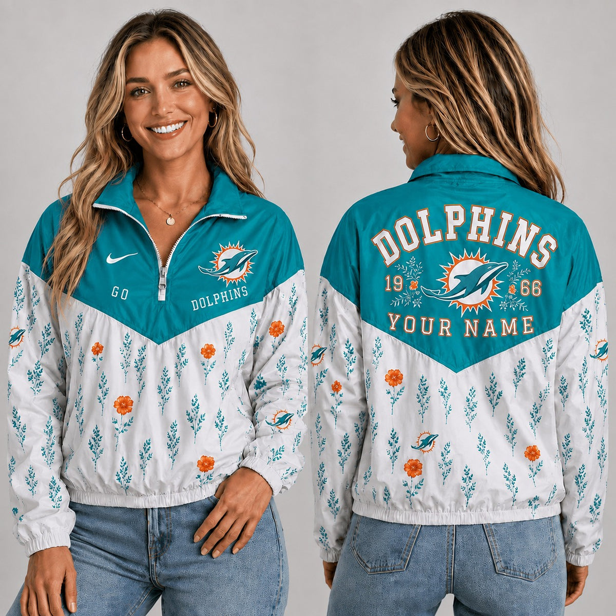 MD x NFL Personalized Women Quarter Zip Jacket