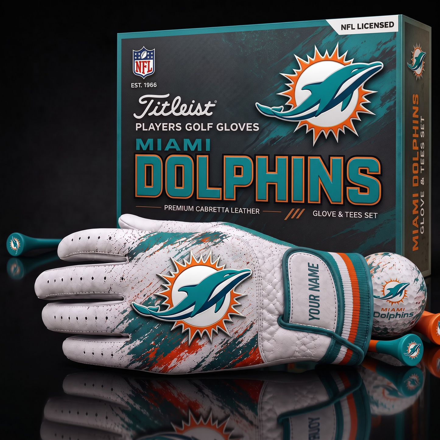 MIA NFL LUXURY PERSONALIZED GOLF GLOVE SET LIMITED EDTION