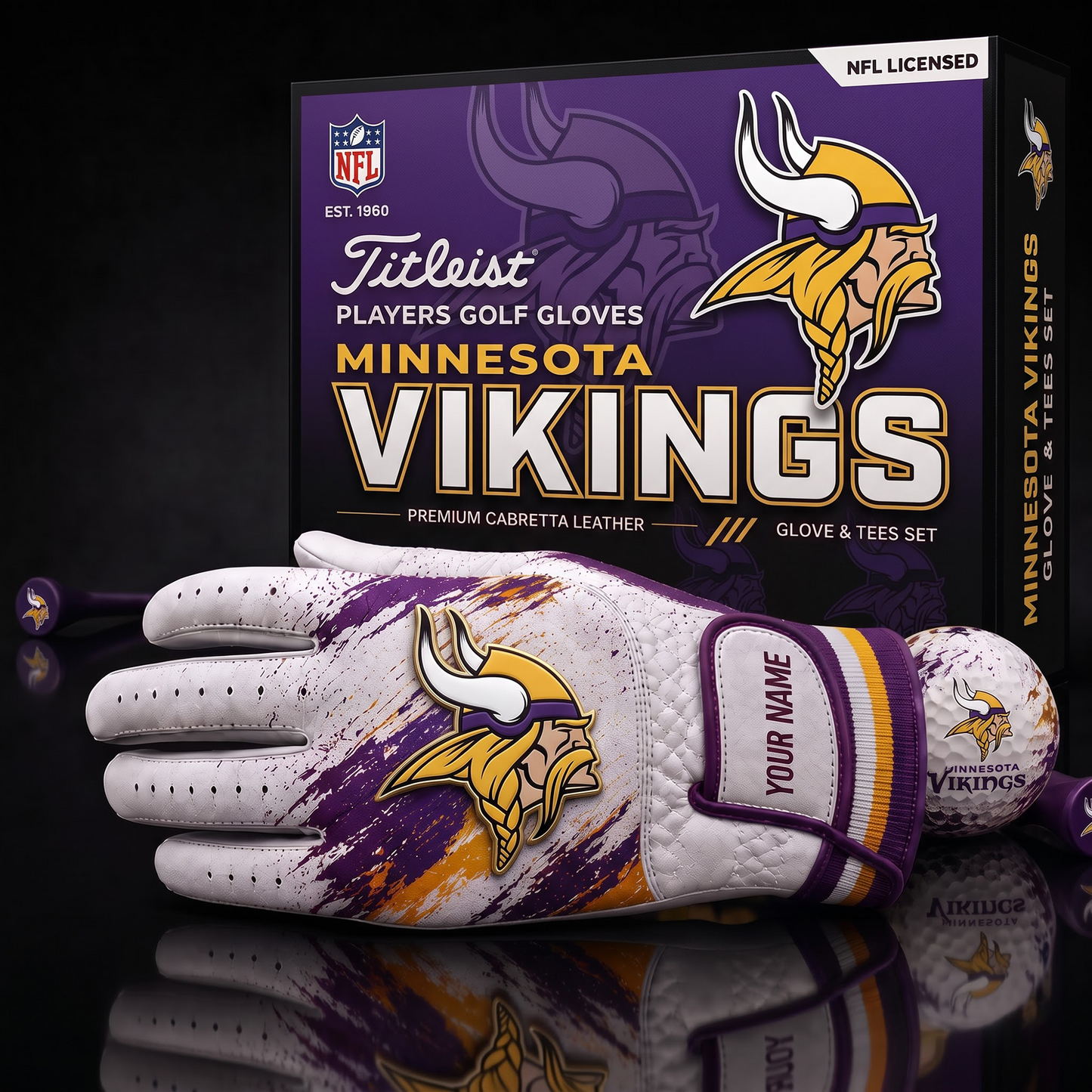 MIN NFL LUXURY PERSONALIZED GOLF GLOVE SET LIMITED EDTION