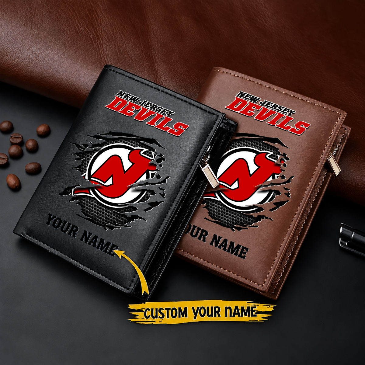 NJD x NHL Men Slim Vertical Wallets New