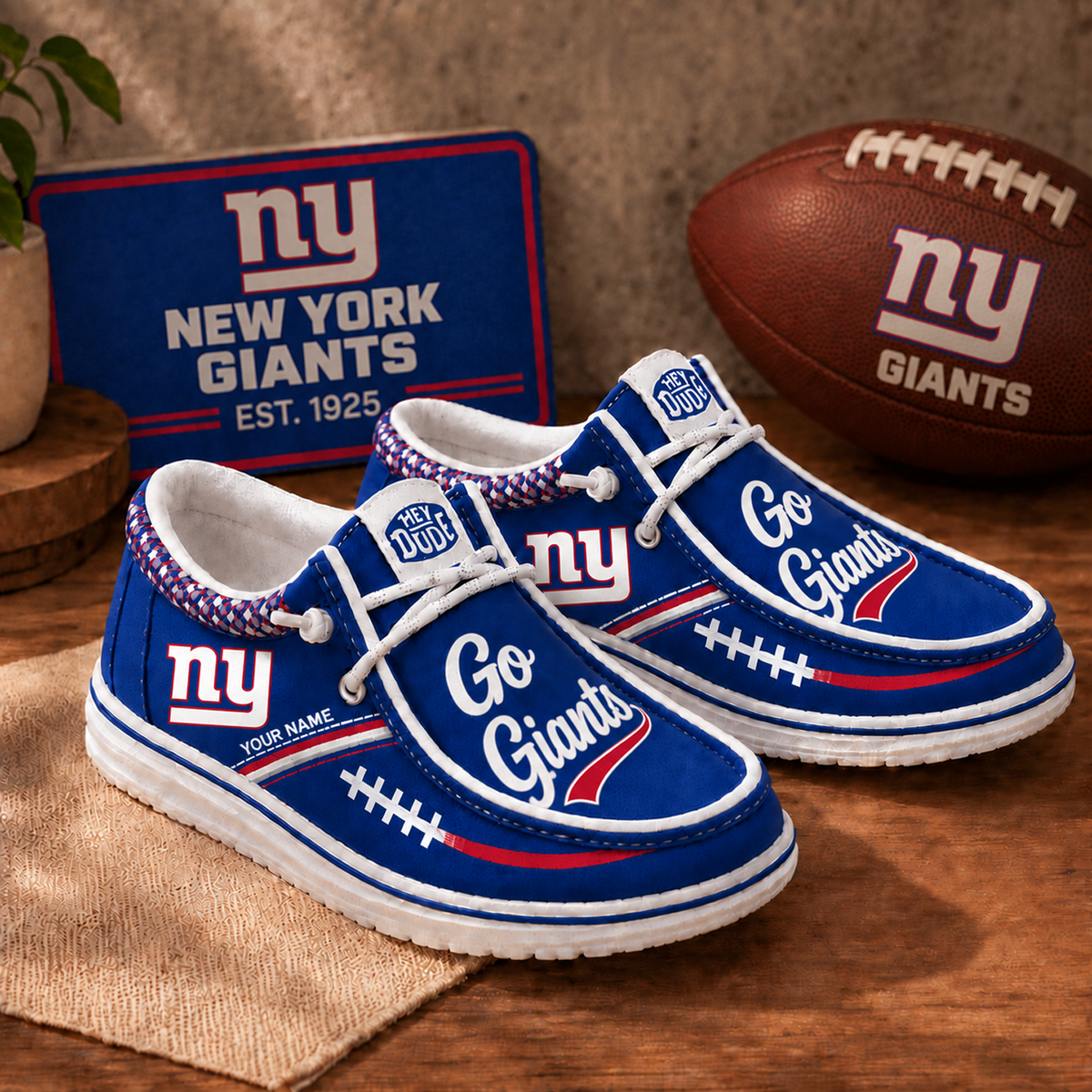 NYG x NFL Personalized New Style Hey Dude Shoes