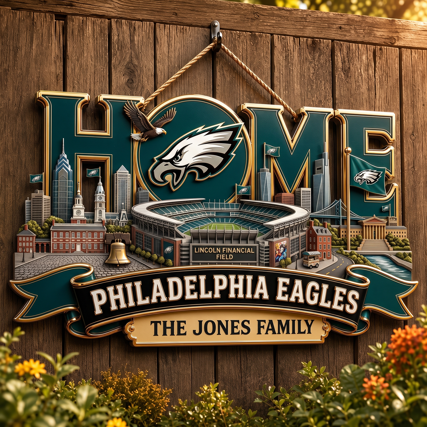 PE x NFL Team Home Metal Sìgn Custom Any Name Gifts For Home Decor