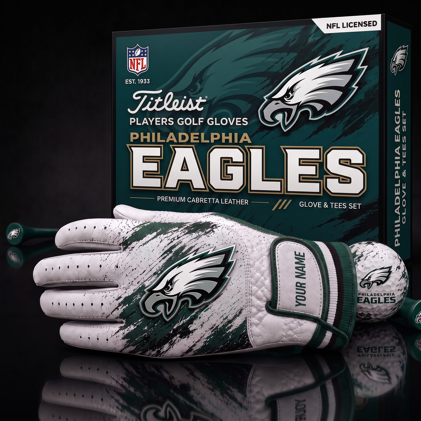 PHI NFL LUXURY PERSONALIZED GOLF GLOVE SET LIMITED EDTION