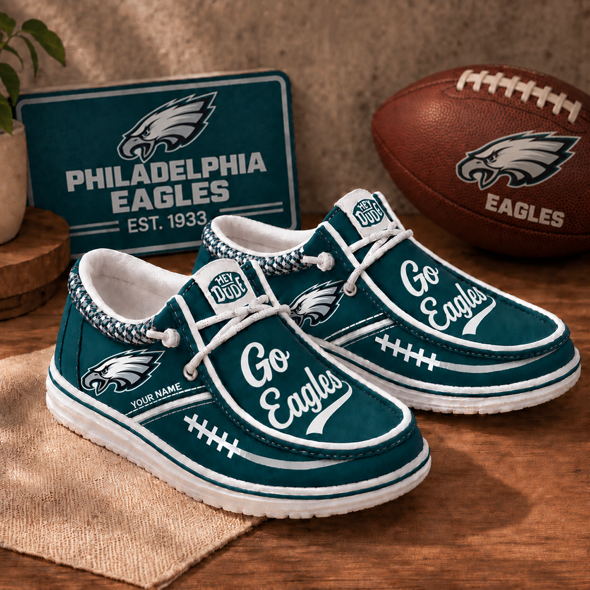 PHI x NFL Personalized New Style Hey Dude Shoes