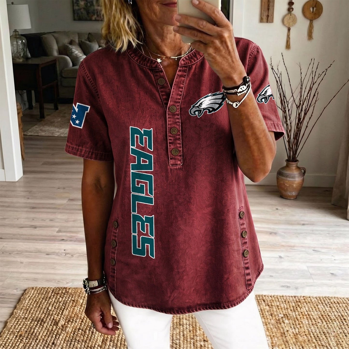 PHI x NFL Women’???s Denim Casual Tops DATND LBN 190526