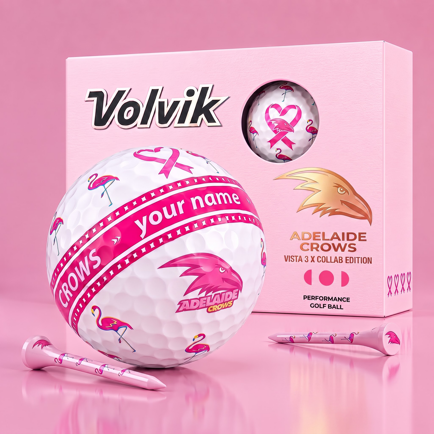 PREMIUM AFL X AF EXCLUSIVE PERSONALIZED VOLVIK BREAST CANCER GOLF BALL SET LIMITED EDTION