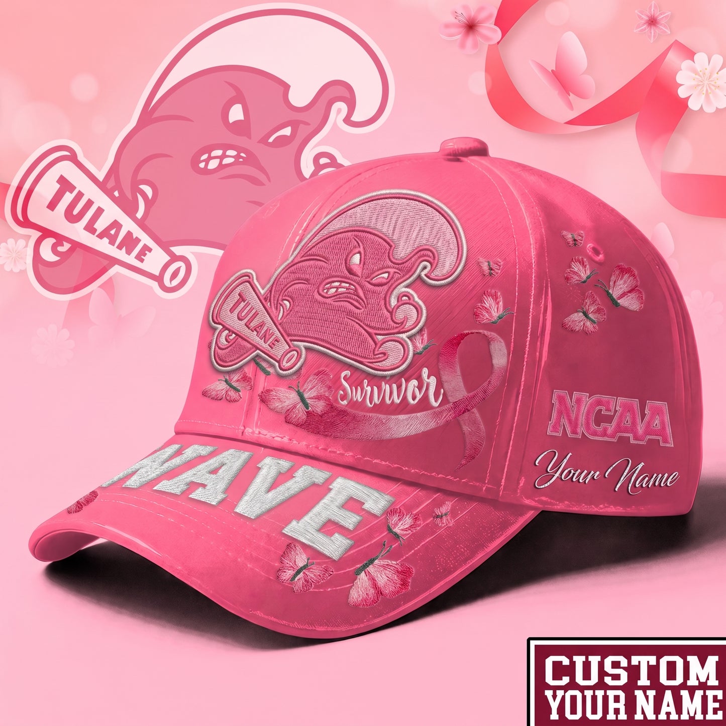 PREMIUM NCAA X TUL EXCLUSIVE BREAST CANCER SURVIOR CAP