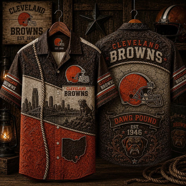 PREMIUM NFL X CLE CLASSIC VINTAGE SILK SHIRT NDT VHM 220626
