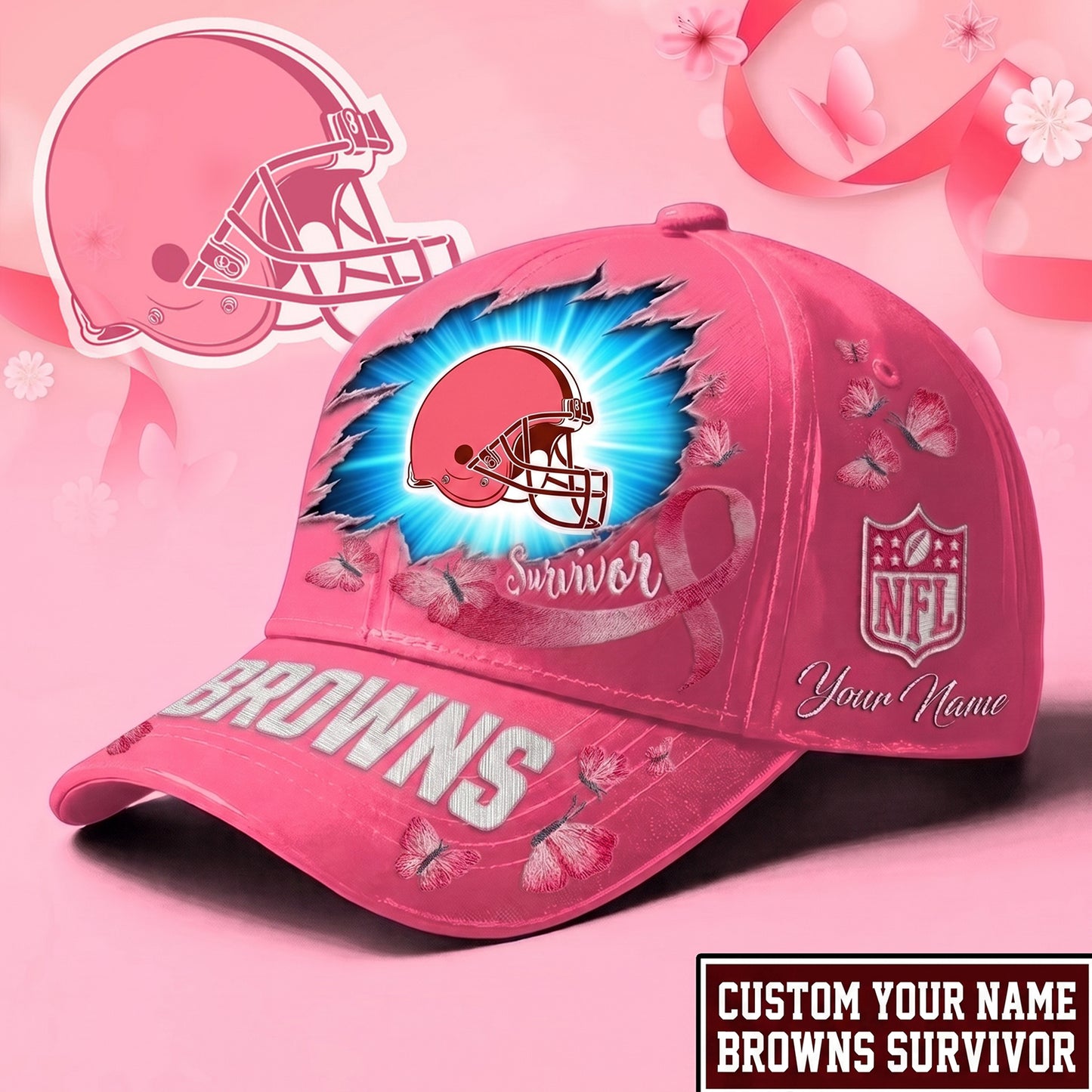 PREMIUM NFL X CLE Exclusive Breast Cancer SURVIOR CAP V3