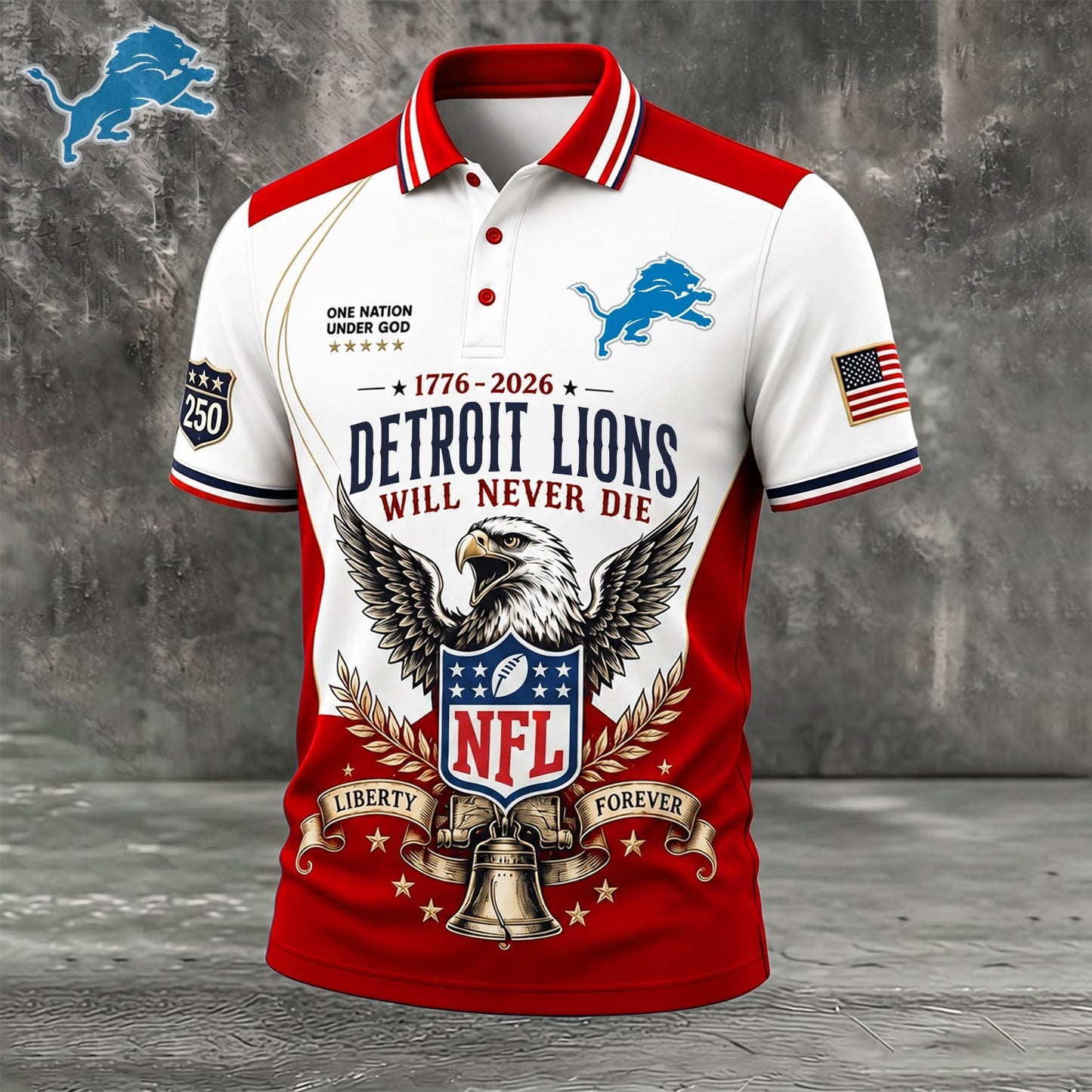 PREMIUM NFL x DET EXCLUSIVE 250 Years Anniversary Of Freedom POLO SHIRT290626