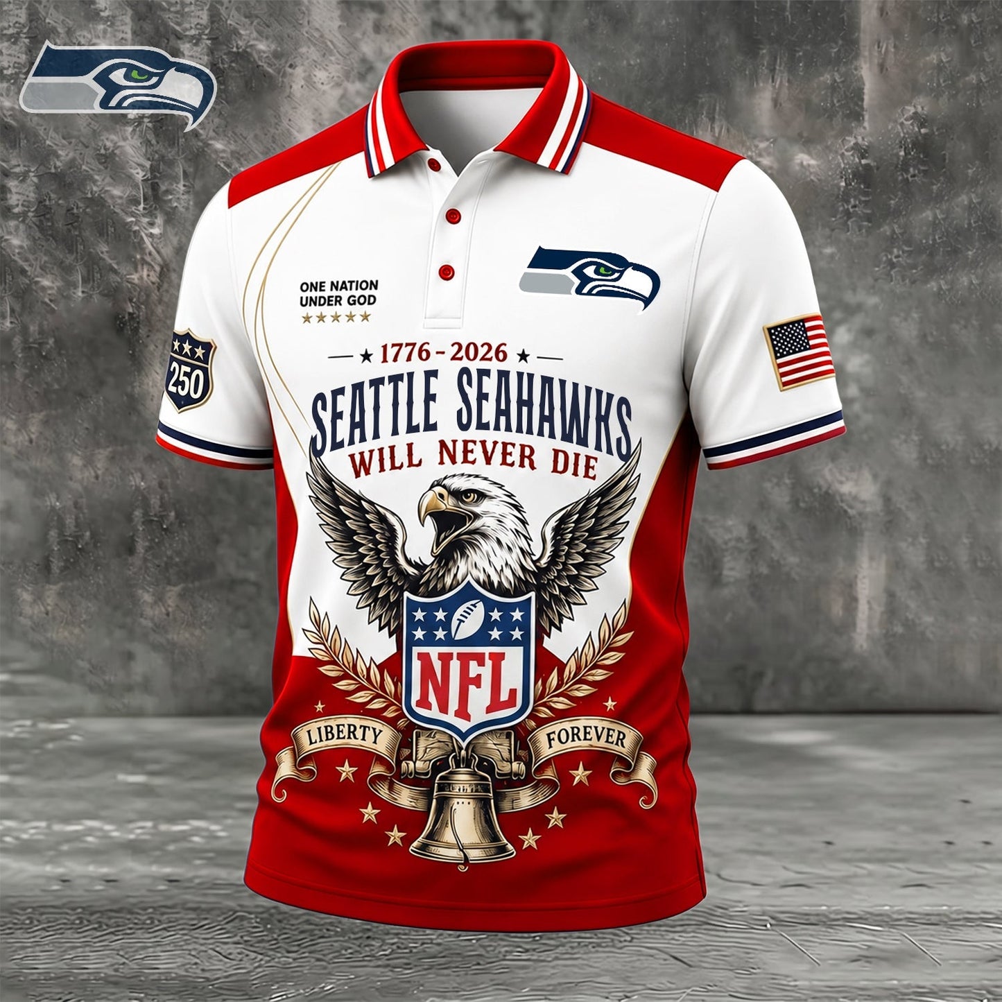 PREMIUM NFL x SEA EXCLUSIVE 250 Years Anniversary Of Freedom POLO SHIRT290626