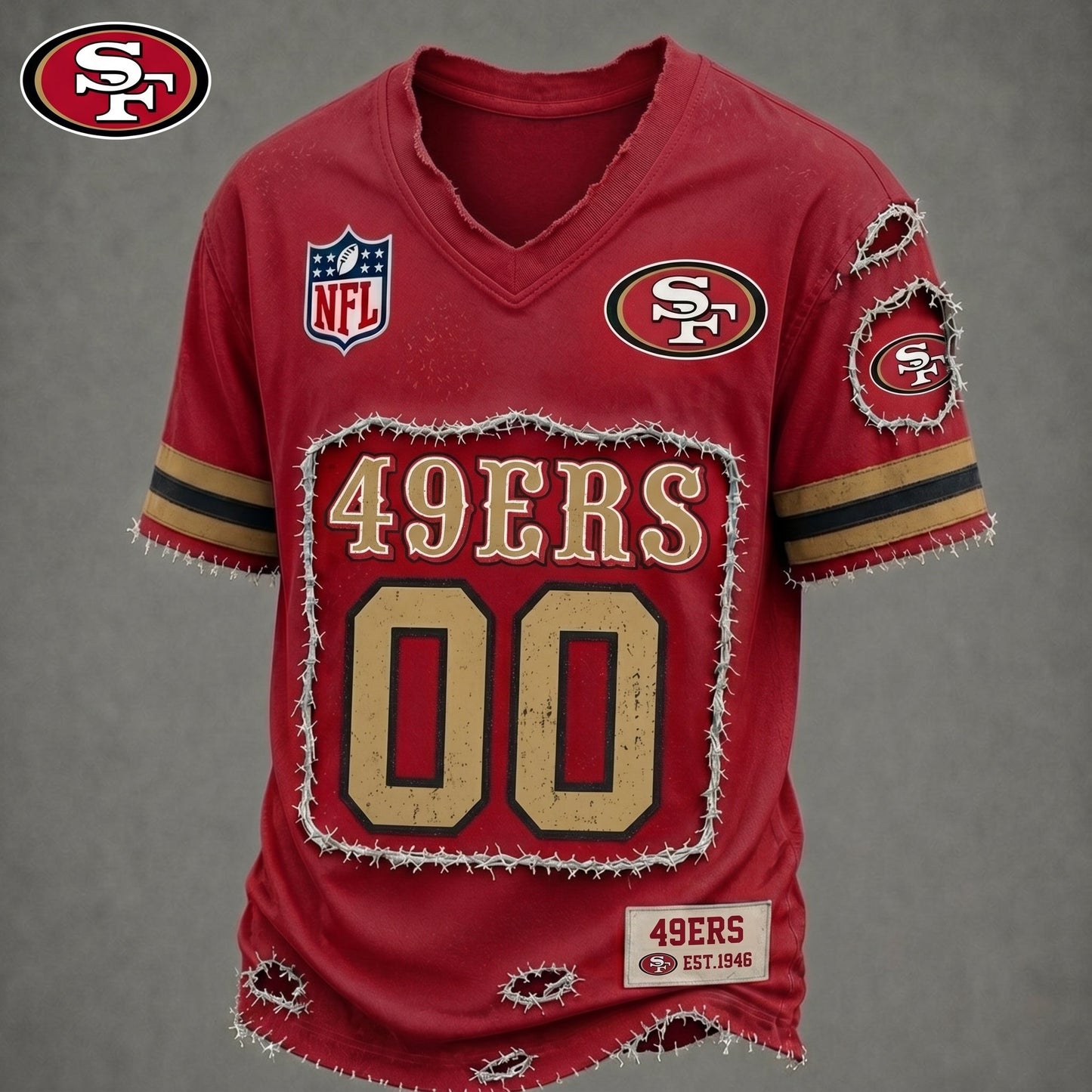 PREMIUM NFL X SF LUXURY V-NECK T-SHIRT CUSTOME NUMBER FOR SEASON SUMMER NDT VHM 200626
