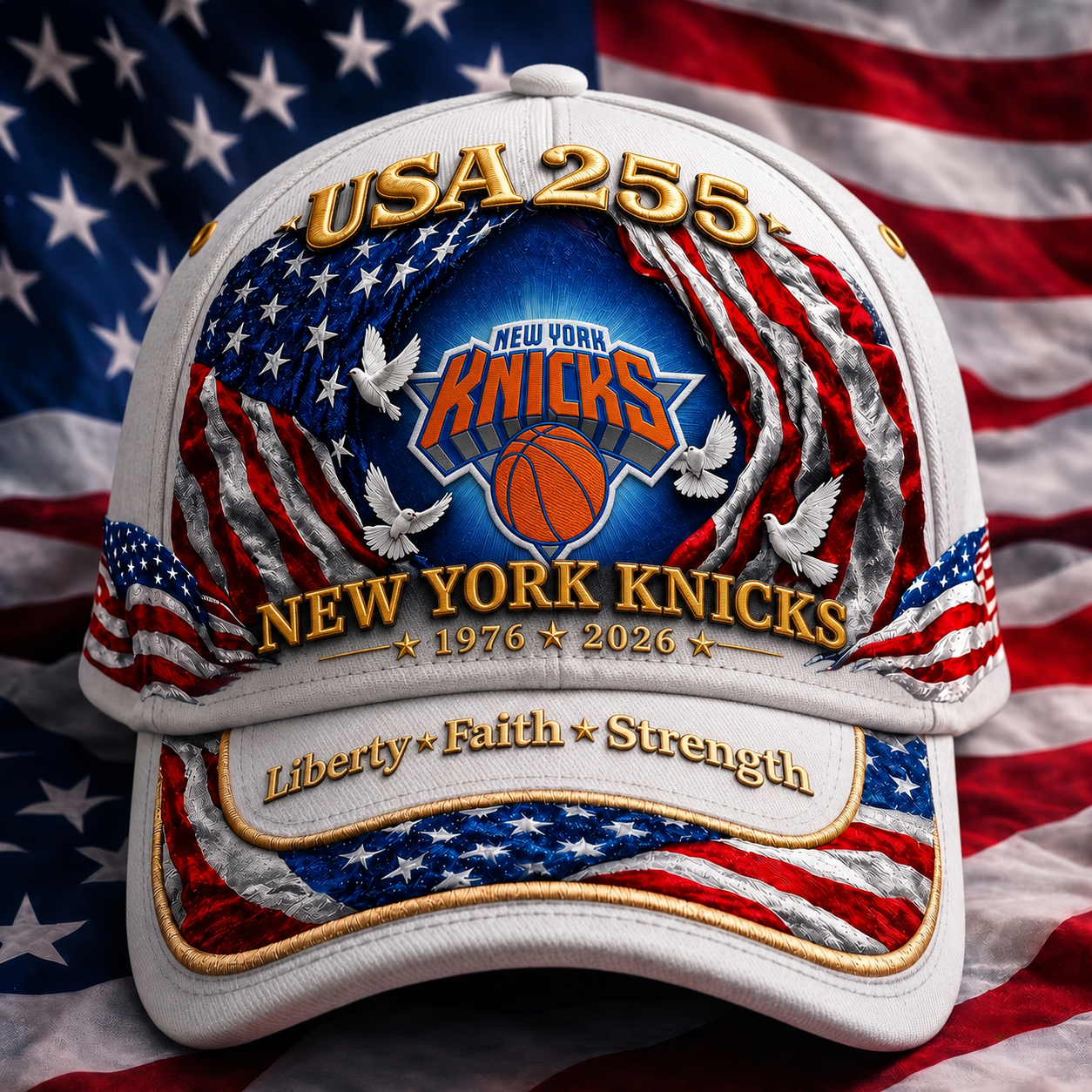 PREMIUM NBA x NYK 250 Years Anniversary Of Freedom Cap V1 300626 NDT VHM