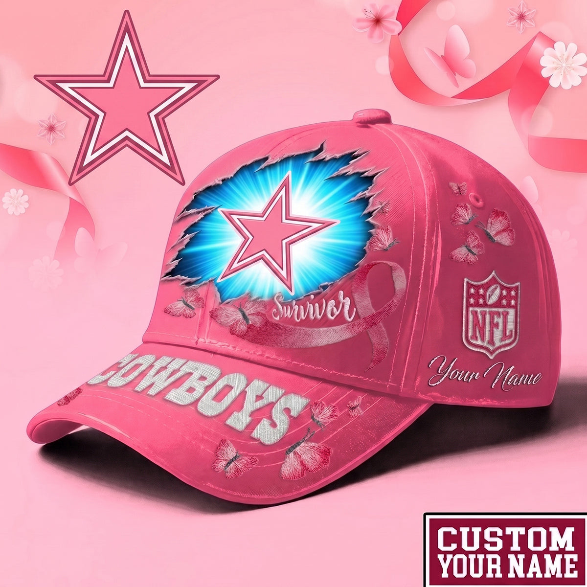 PREMIUM NFL X DAL EXCLUSIVE BREAST CANCER SURVIOR CAP
