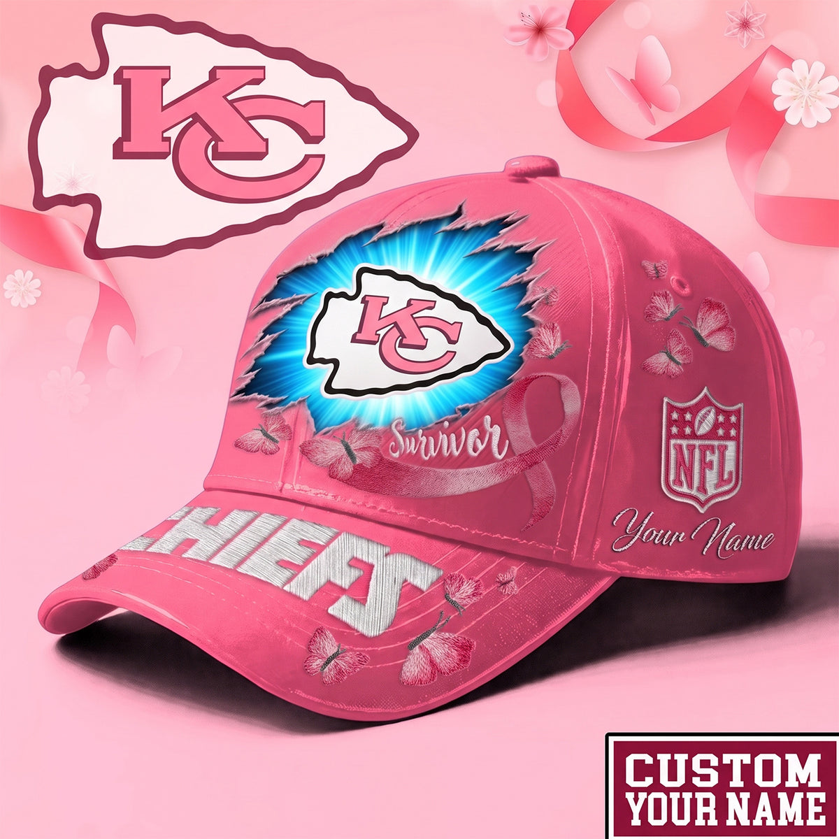 PREMIUM NFL X KCC EXCLUSIVE BREAST CANCER SURVIOR CAP
