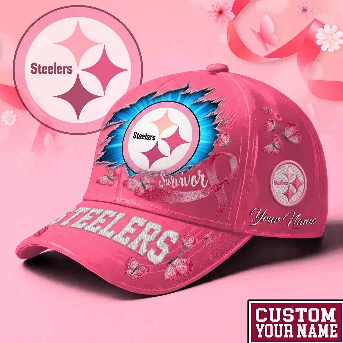 PREMIUM NFL X PIT EXCLUSIVE BREAST CANCER SURVIOR CAP