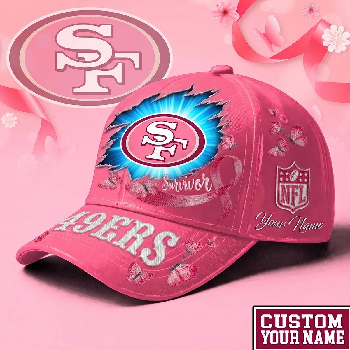 PREMIUM NFL X SF49 EXCLUSIVE BREAST CANCER SURVIOR CAP
