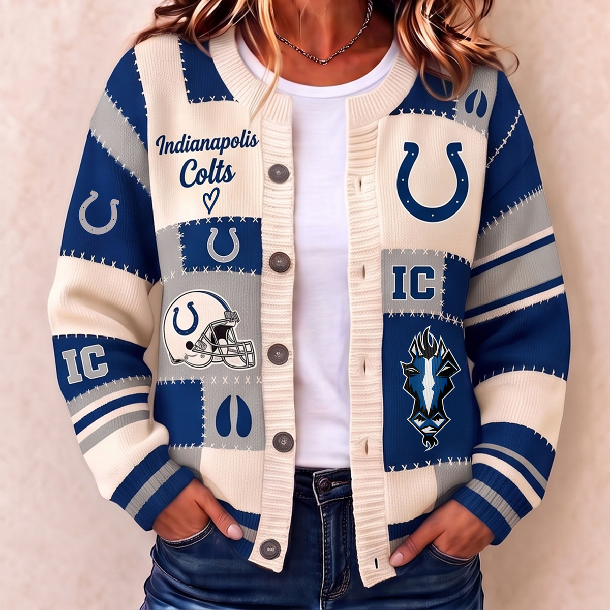 Premium IND x NFL Patchwork Knit Varsity Cardigan