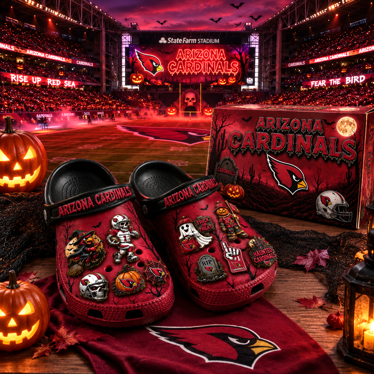 Premium NFL AC Haunted Game Day Halloween Charm Clogs