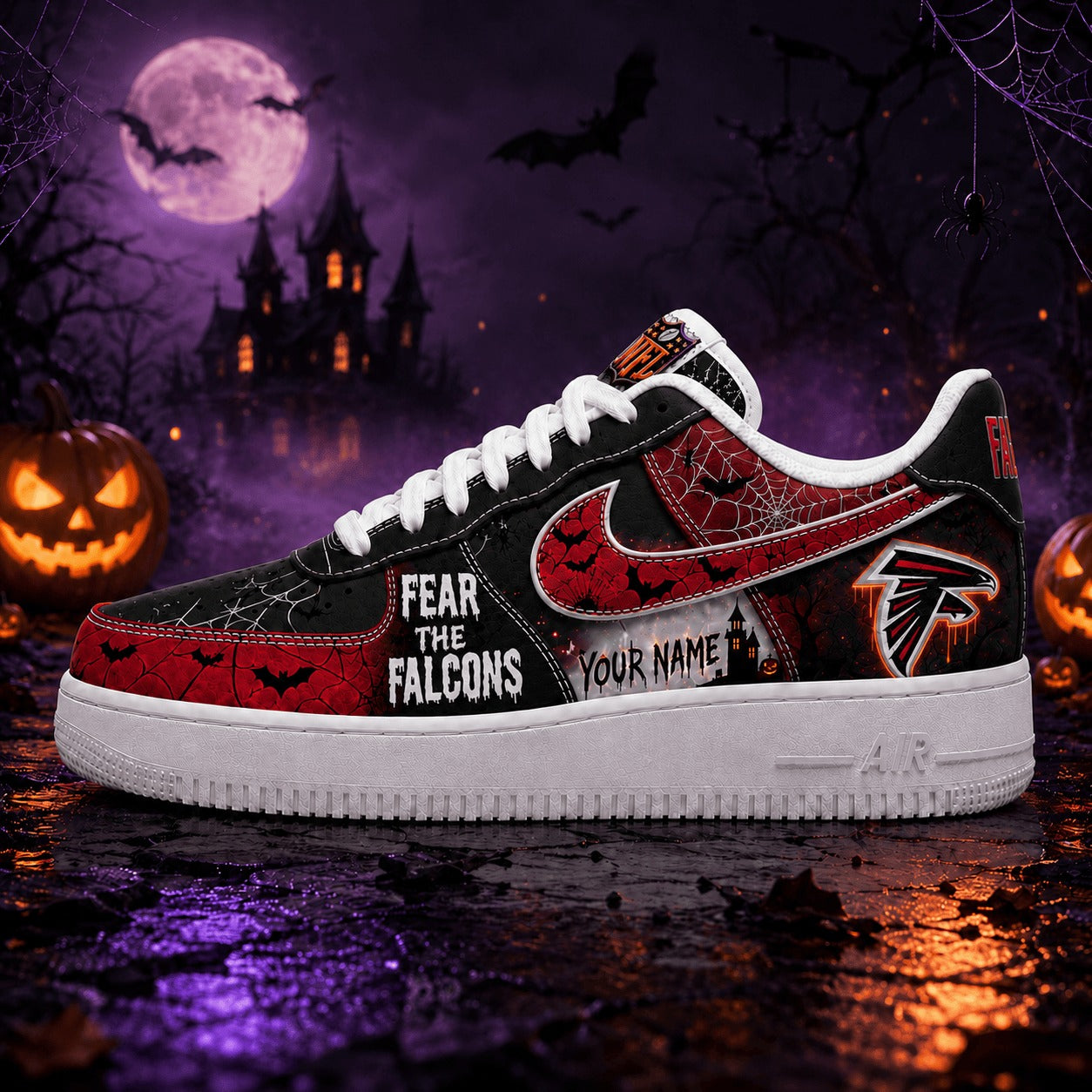 Premium NFL AF Fear The Team Halloween AF1 Sneakers V1