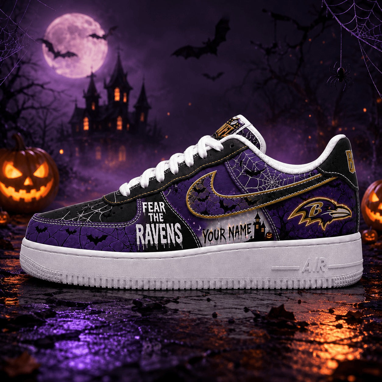 Premium NFL BR Fear The Team Halloween AF1 Sneakers V1