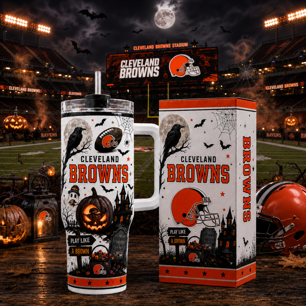 Premium NFL CLE Halloween Spirit Insulated Tumbler