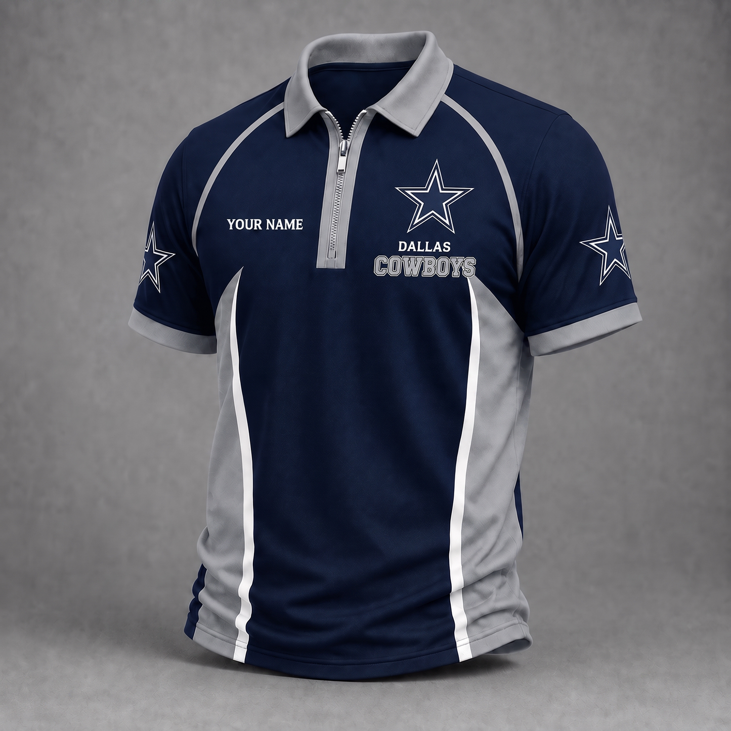 Premium NFL DAL Performance Zipper Polo Shirt