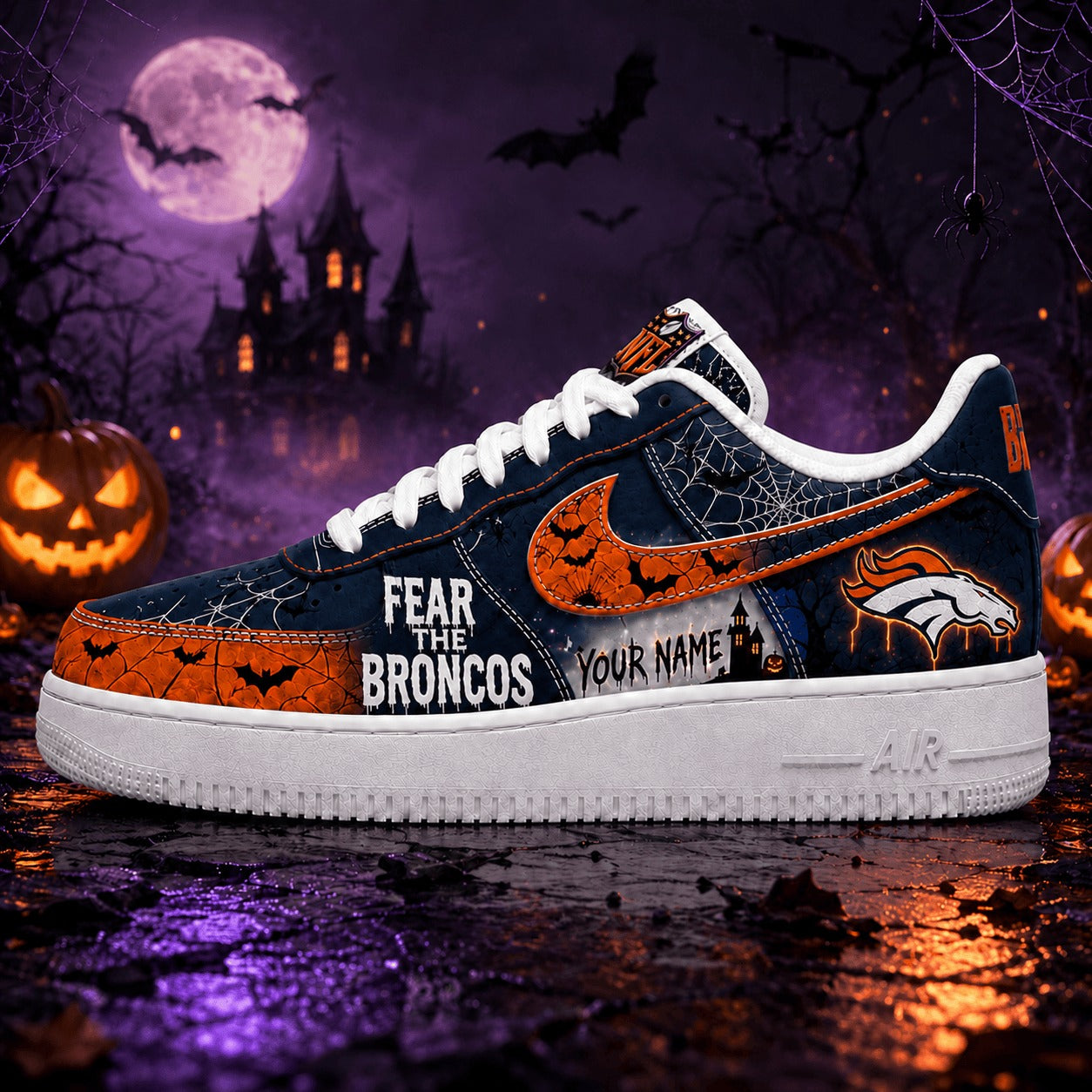 Premium NFL DB Fear The Team Halloween AF1 Sneakers V1