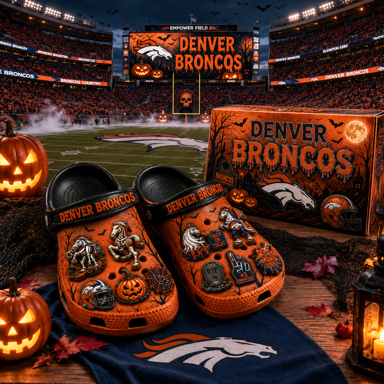 Premium NFL DB Haunted Game Day Halloween Charm Clogs