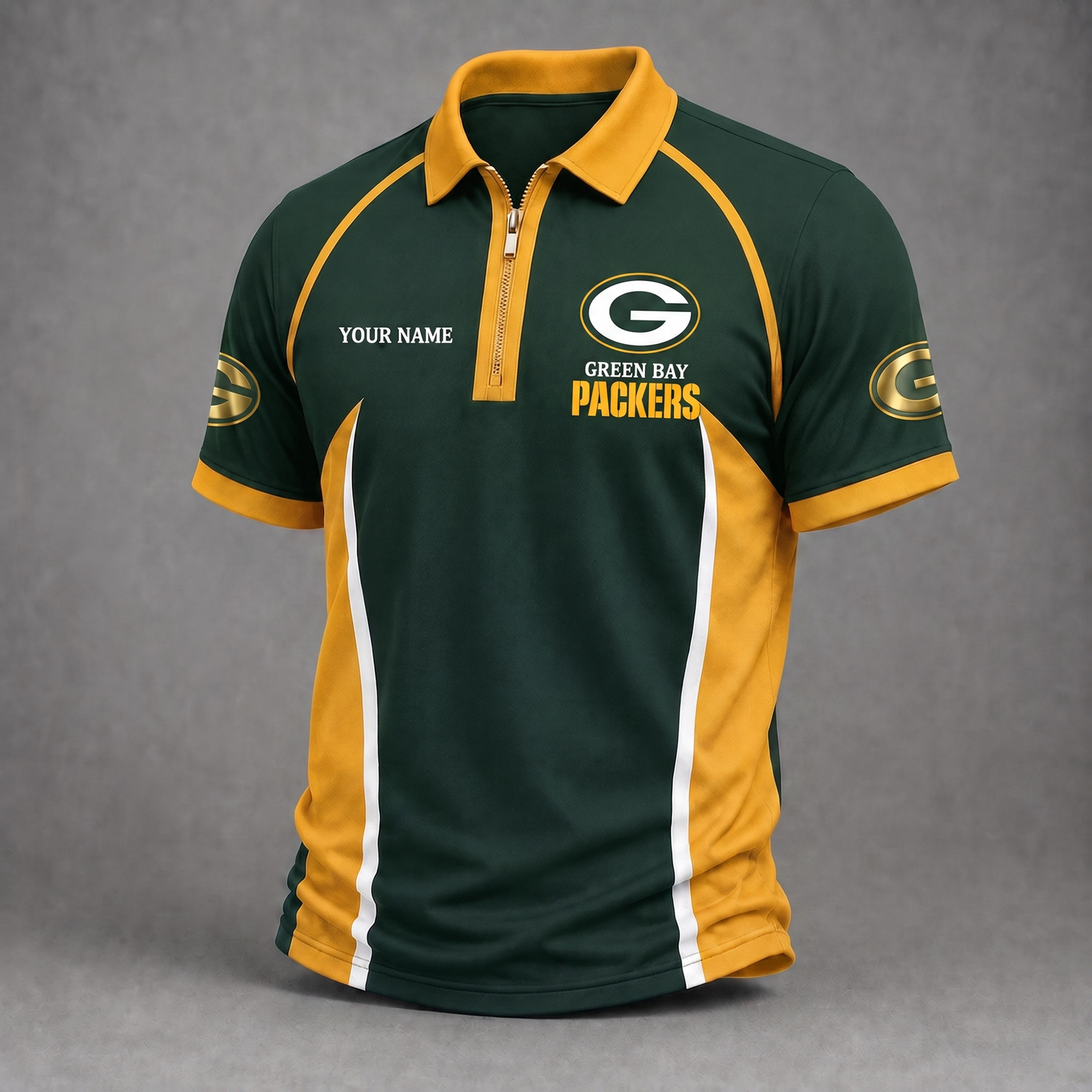 Premium NFL GB Performance Zipper Polo Shirt